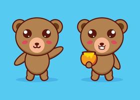 conjunto de vectores de personajes de oso lindo