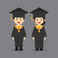 Couple Character Wearing Graduation Outfits vector