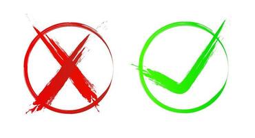Wrong and right check mark tick, tick mark with brush stroke vector