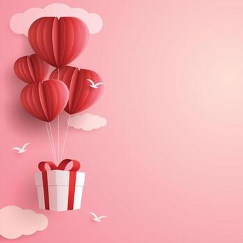 globos y regalos flotan en el cielo, vector