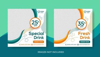 Fresh Drink Menu Banner Template vector