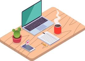 view of a modern laptop on the table isometric style vector