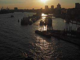 View of the city of Hamburg at sunset photo