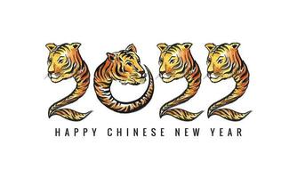 Chinese new year 2022 symbol decorated with a tiger face card design vector