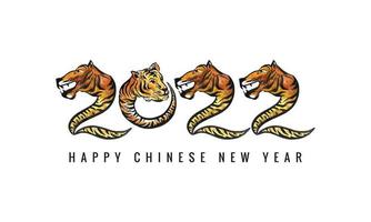 Chinese new year 2022 symbol decorated with a tiger face card design vector