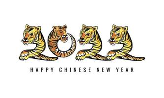 Chinese new year 2022 symbol decorated with a tiger face card design vector