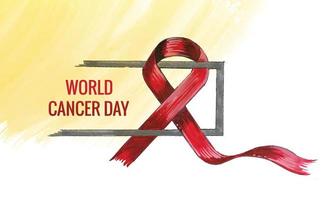 Hand draw watercolor realistic ribbon for world cancer day vector