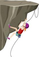 People doing outdoor rock climbing on white background vector