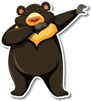 pegatina de dibujos animados de animales de oso negro asiático dabbing
