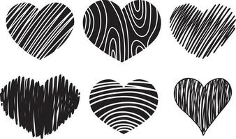 Set of different hand drawn hearts vector