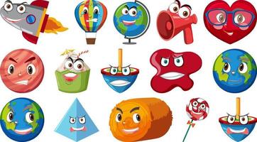 conjunto de diferentes objetos de juguete con caras. vector