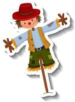 Scarecrow dressed like boy on wooden stick vector