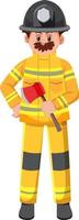 A firefighter cartoon character on white background vector