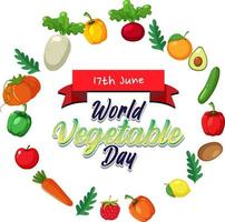 banner del día mundial de las verduras con verduras y frutas vector