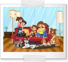 A photo of happy family in cartoon style vector