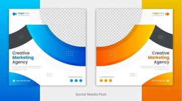 Corporate digital marketing Social media post template design, creative round shapes premium vector