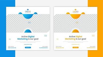 Corporate social media post template set with gradient color vector