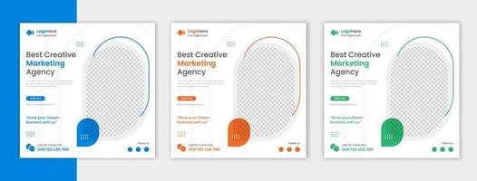 Corporate social media post template with creative shapes vector