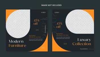 conjunto de diseño de publicaciones en redes sociales de muebles de lujo, diseño de interiores con vectores de formas mínimas