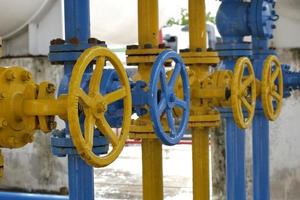 Valves at gas plant, Pressure safety valve selective focus photo