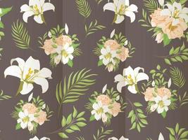 Beautifull Seamless Pattern Design with Lily Flowers vector