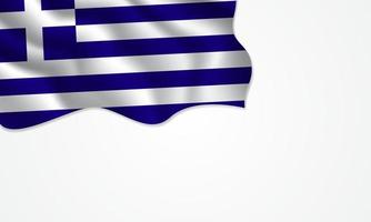 Greece flag waving illustration with copy space on isolated background vector