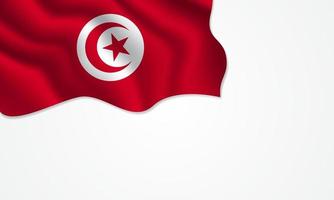 Tunisian flag waving illustration with copy space on isolated background vector