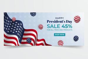 USA Presidents Day February 21st banner illustration on decorative background design vector