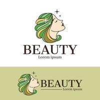 Beautiful woman head logo design template vector