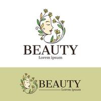 Beautiful woman natural logo design template vector