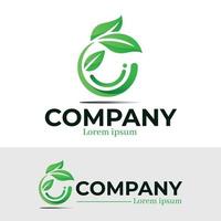 Natural green leaves logo design template vector