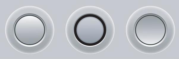 Circle buttons white and gray, 3D navigation panel for website. vector