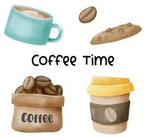 Hand drawn watercolor Coffee Time vector