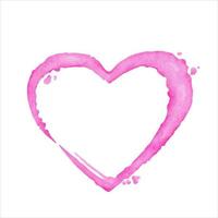 Watercolor liquid pink heart shape, Valentine element card. Vector