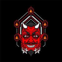 miling devil face with awesome background vector