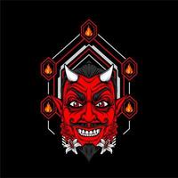 miling devil face with awesome background vector