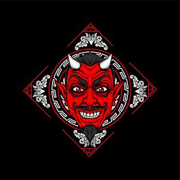 miling devil face with awesome background vector