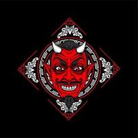 miling devil face with awesome background vector