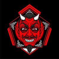 miling devil face with awesome background vector