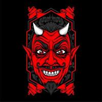 miling devil face with awesome background vector