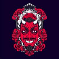 miling devil face with awesome background vector