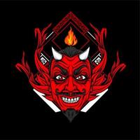 miling devil face with awesome background vector