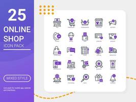paquete de iconos de tienda en línea para el diseño de su sitio web, logotipo, aplicación, ui. icono de tienda en línea línea mixta y diseño sólido. ilustración de gráficos vectoriales y trazo editable. vector