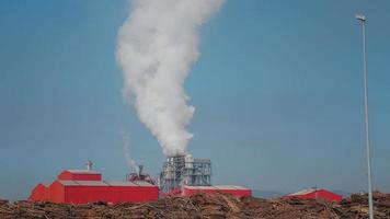 Wood processing plant pollutes the air with smoke video