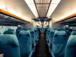 An interior view of a modern intercity train in China photo