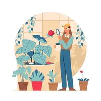 Female Botanist Researches Botanical vector