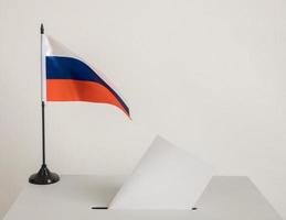 Ballot box with national flag of Russia. Presidential election photo
