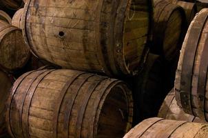 several wooden barrels closeup photo