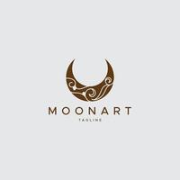 elegant crescent moon and line icon vector ornament logo design in line luxury linear style