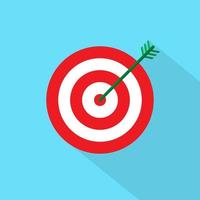 Target Bullseye Icon with Arrow in Flat Style. Vector Illustration